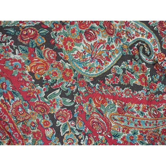 Pottery Barn Red Carrie Paisley Full/Queen Duvet Cover Cotton Linen Brown Floral - Picture 5 of 7